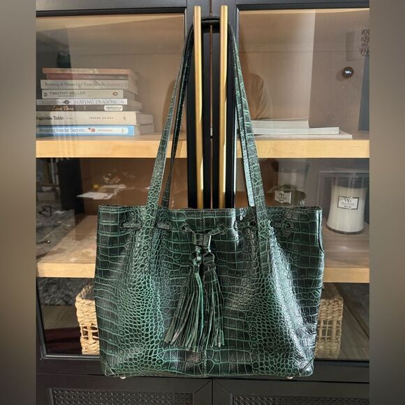 Patricia Nash 10th Anniversary Limited Edition Vintage Green Croc Leather Bag - Picture 1 of 16